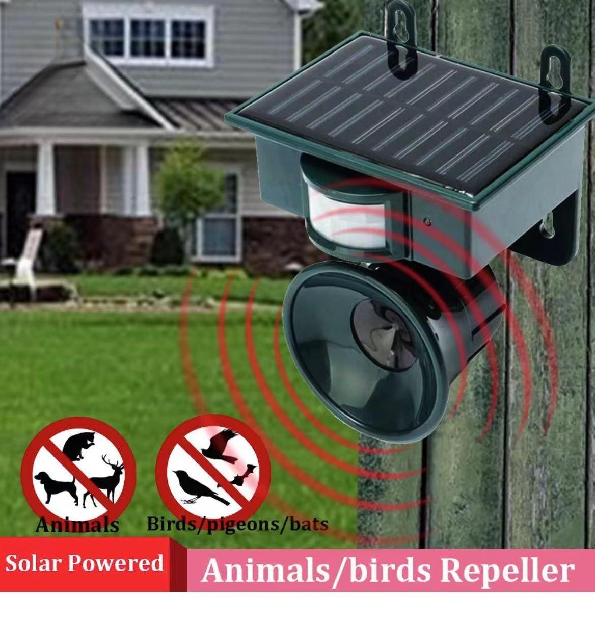 Lisslune | TerraGuard – Repelente Solar de Aves a Prueba de Climas con Sensor de Movimiento PIR y Sonido Natural de Disuasión