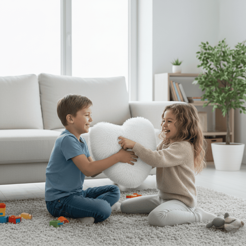 HUGNEST – Coussin en fausse fourrure en forme de cœur pour des espaces de vie chaleureux et modernes