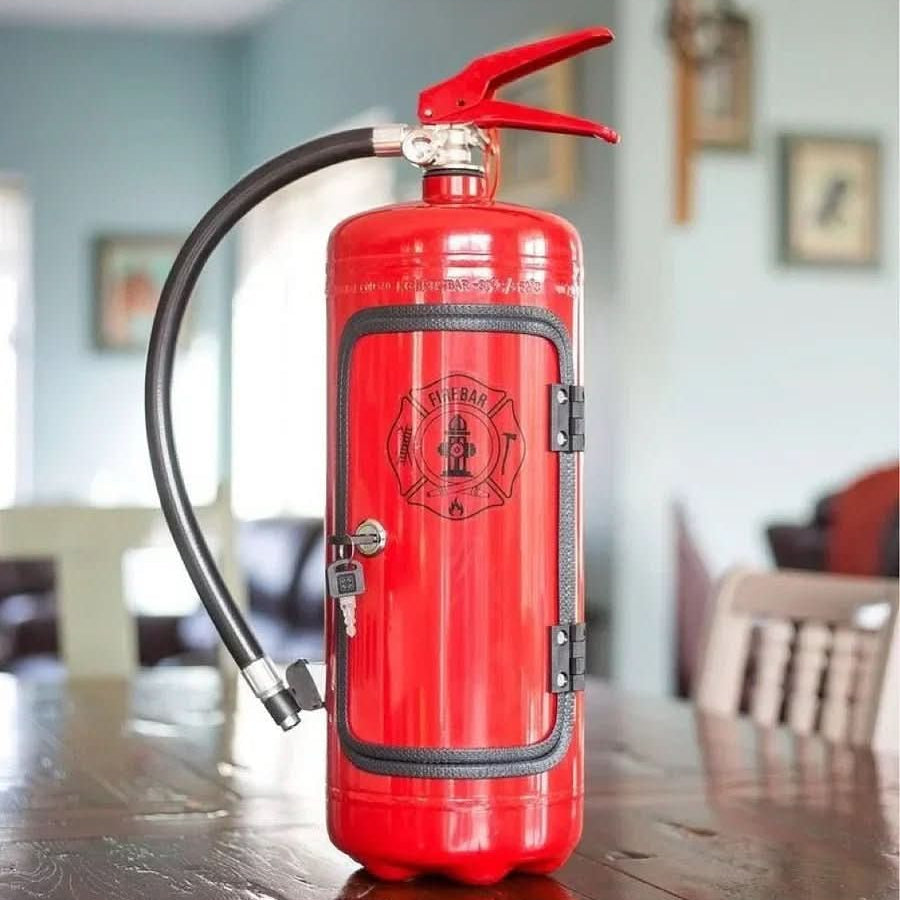 Barra de Fuego Oculta – Mini-Bar Oculta en Diseño de Extintor para Almacenamiento Elegante de Bebidas
