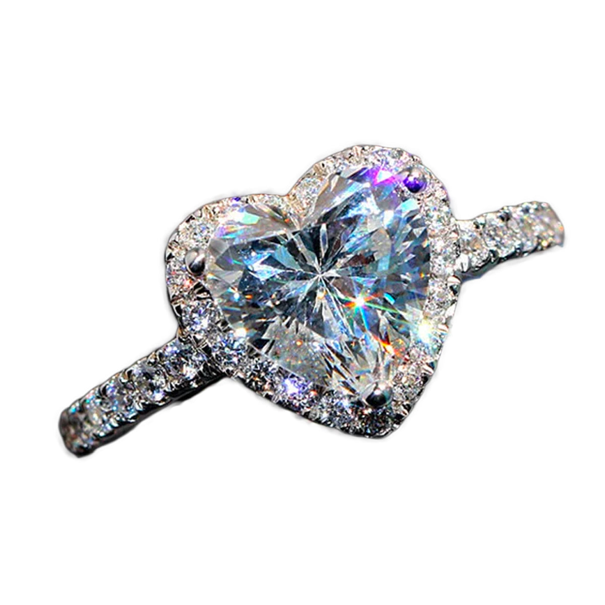 Anillo de Zirconia Cúbica en Forma de Corazón