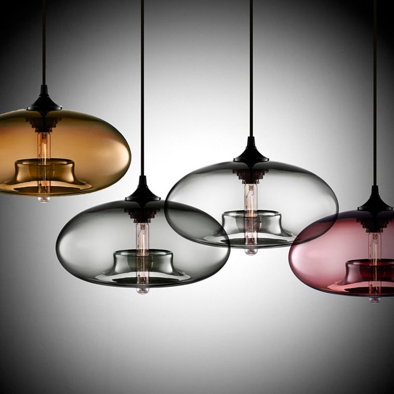 Lámpara colgante de vidrio – moderna, colorida y en estilo Art Déco