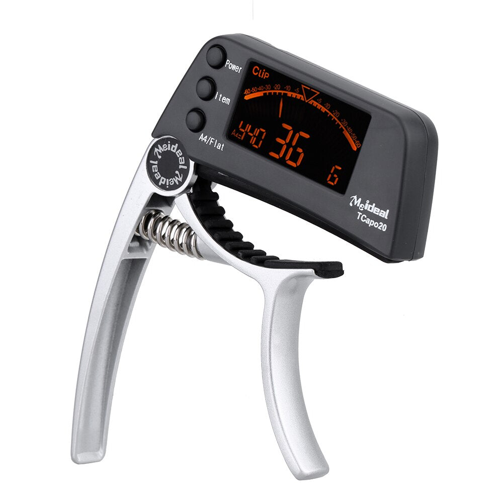 BowLift | Capo y Afinador "TuneGrip" – Accesorio para guitarra 2 en 1 con pantalla LCD