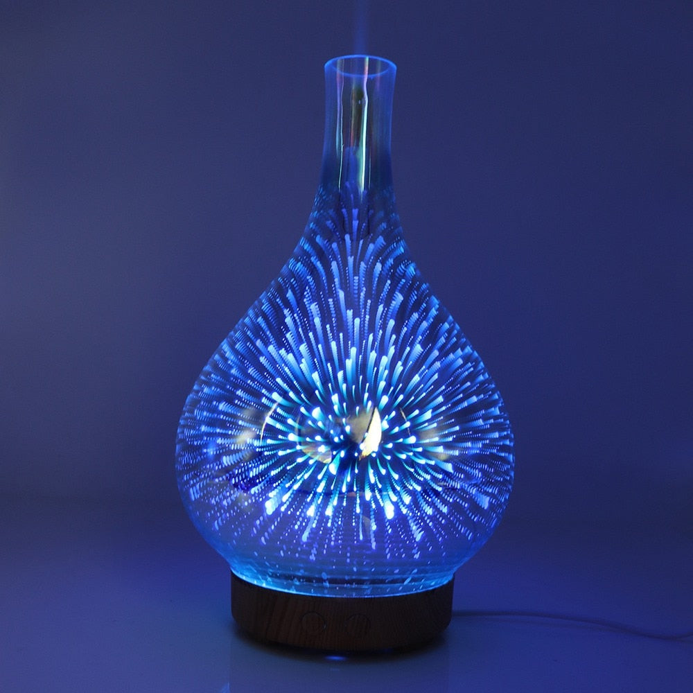 Lisslune | Difusor de Aceites Esenciales de Vidrio 3D AromaBurst con Luces LED