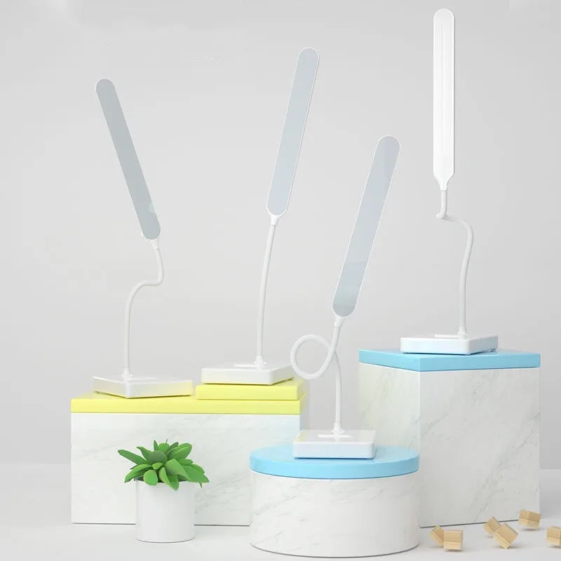 Lámpara de Mesa LED | Cuidado de los Ojos & Regulable | Control Táctil | Función de Carga USB & Soporte para Móvil