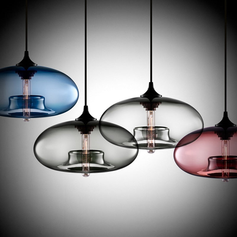 Lámpara colgante de vidrio – moderna, colorida y en estilo Art Déco