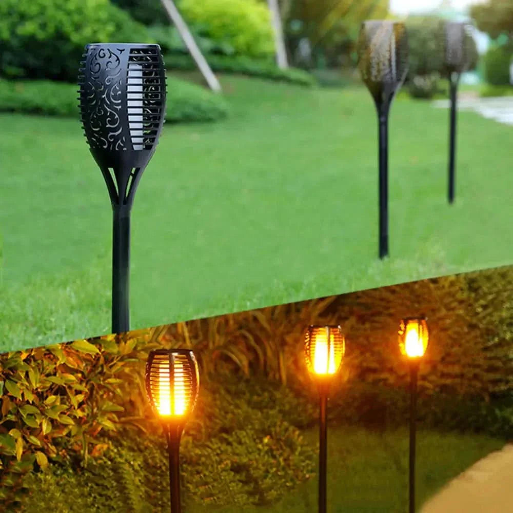 Antorcha solar LED – Llama realista sin fuego