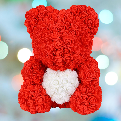Osito de Peluche con Rosas Artificiales