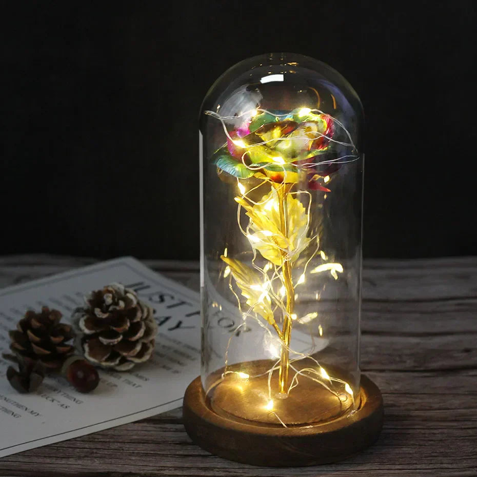 Carvallo – Rosa Eterna en Campana de Vidrio con Iluminación LED Atmosférica