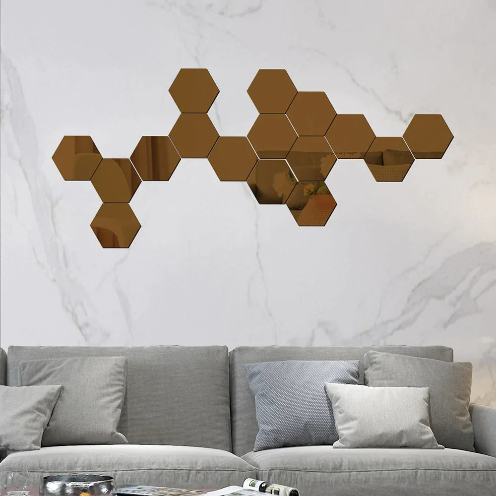 Espejo Hexagonal Adhesivo (12 Piezas)