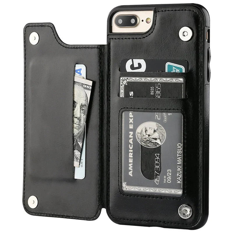 Funda de Cartera de Cuero para iPhone