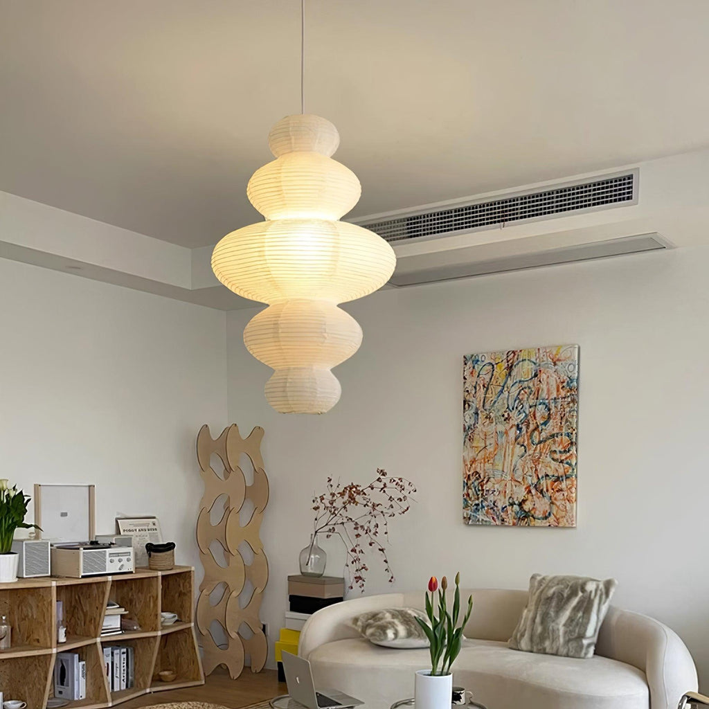 Lámpara Colgante de Papel de Arroz Hecha a Mano - Iluminación Elegante para el Hogar