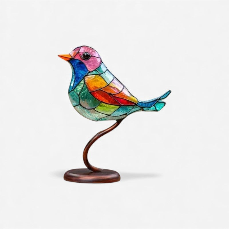 FeatherArt – Escultura de Pájaro Doble Cara para Decoración de Escritorio