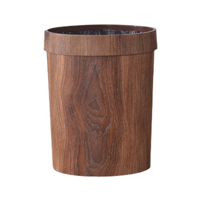 Elegante Cubo de Basura con Acabado de Madera Retro