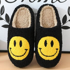 FLUFFYSMILE – Zapatillas de casa cálidas y suaves con Smiley y suela de silicona gruesa