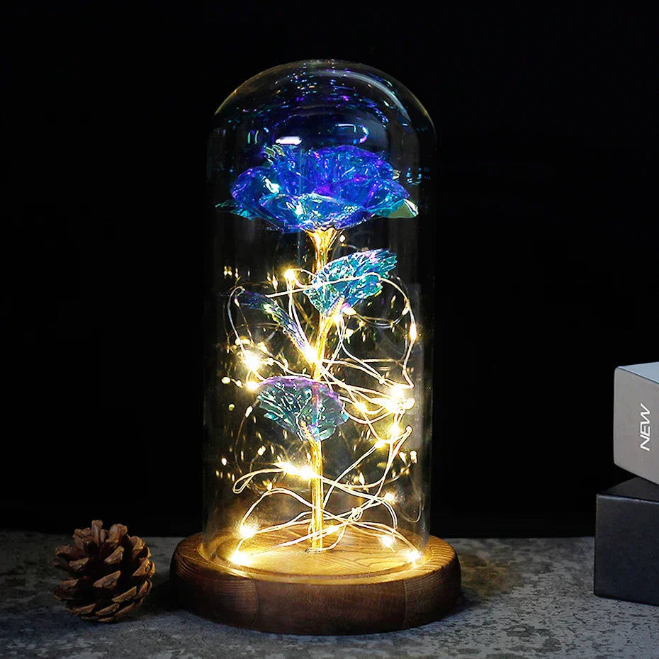 Carvallo – Rosa Eterna en Campana de Vidrio con Iluminación LED Atmosférica