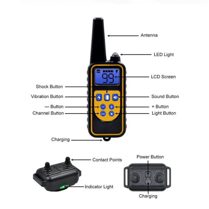 Collar E-eléctrico para Entrenamiento de Perros – Seguro, control remoto efectivo