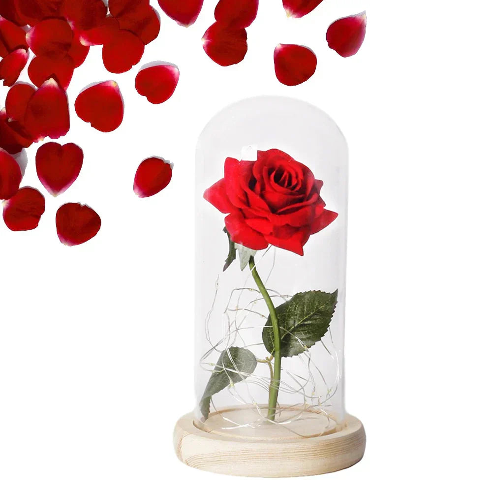 Carvallo – Rosa Eterna en Campana de Vidrio con Iluminación LED Atmosférica