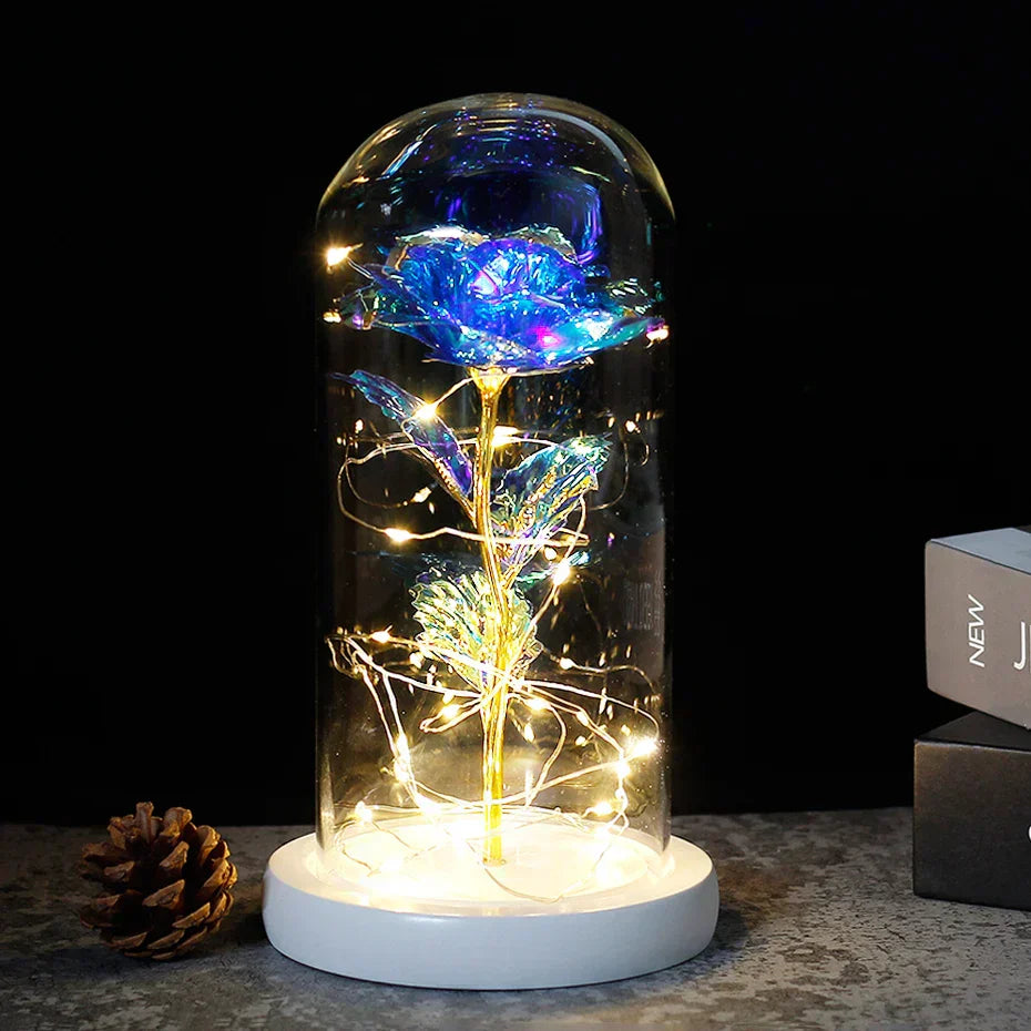 Carvallo – Rosa Eterna en Campana de Vidrio con Iluminación LED Atmosférica