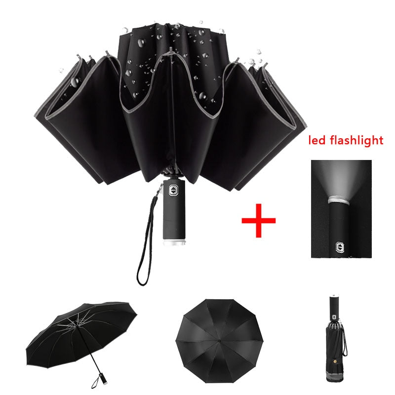 50% DESCUENTO | Paraguas plegable automático con linterna LED