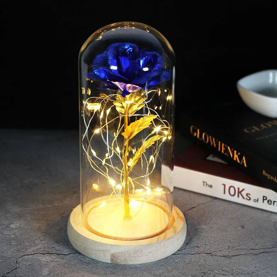 Carvallo – Rosa Eterna en Campana de Vidrio con Iluminación LED Atmosférica