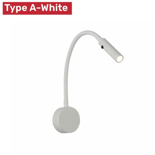 BowLift | Lámpara de pared LED flexible moderna con interruptor para dormitorio y estudio - 1W/3W