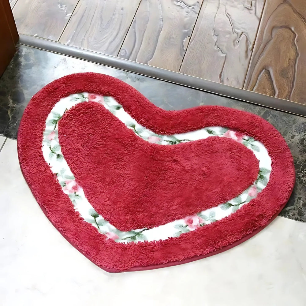 Alfombra de Baño Floral en Forma de Corazón
