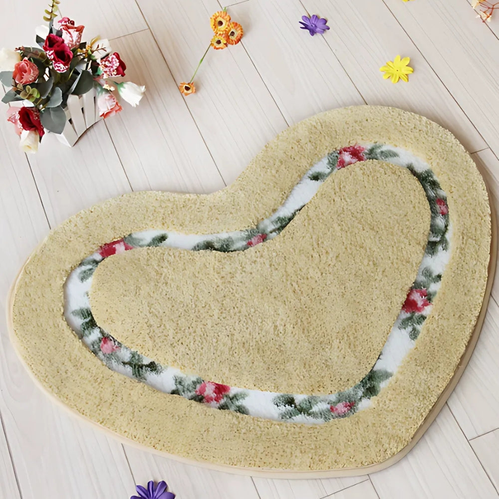 Alfombra de Baño Floral en Forma de Corazón