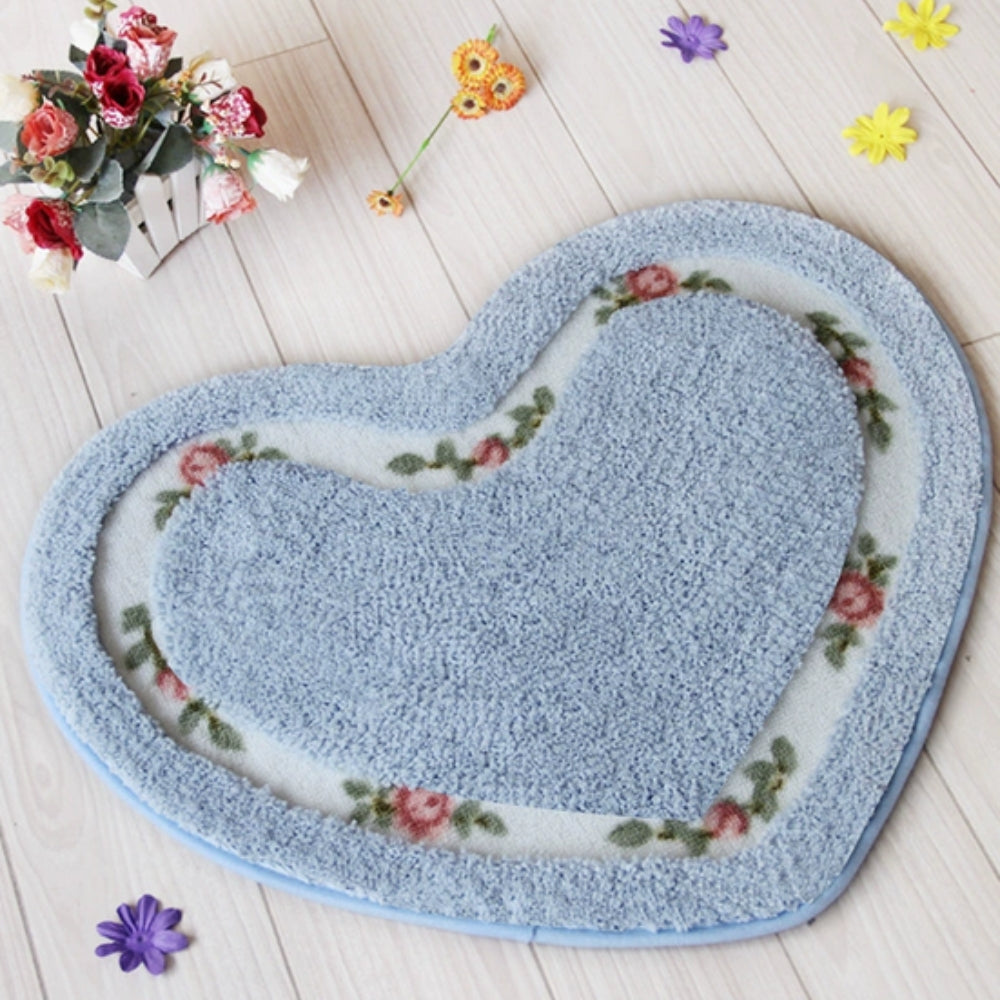 Alfombra de Baño Floral en Forma de Corazón