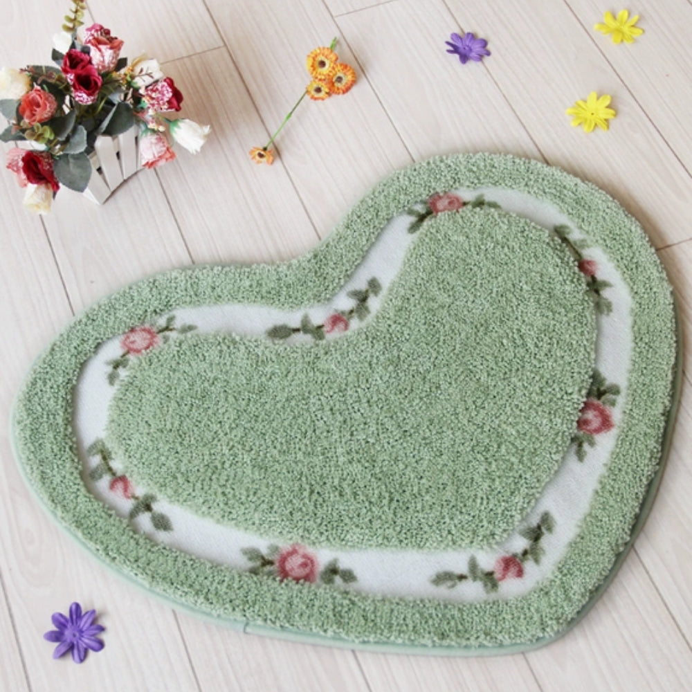 Alfombra de Baño Floral en Forma de Corazón