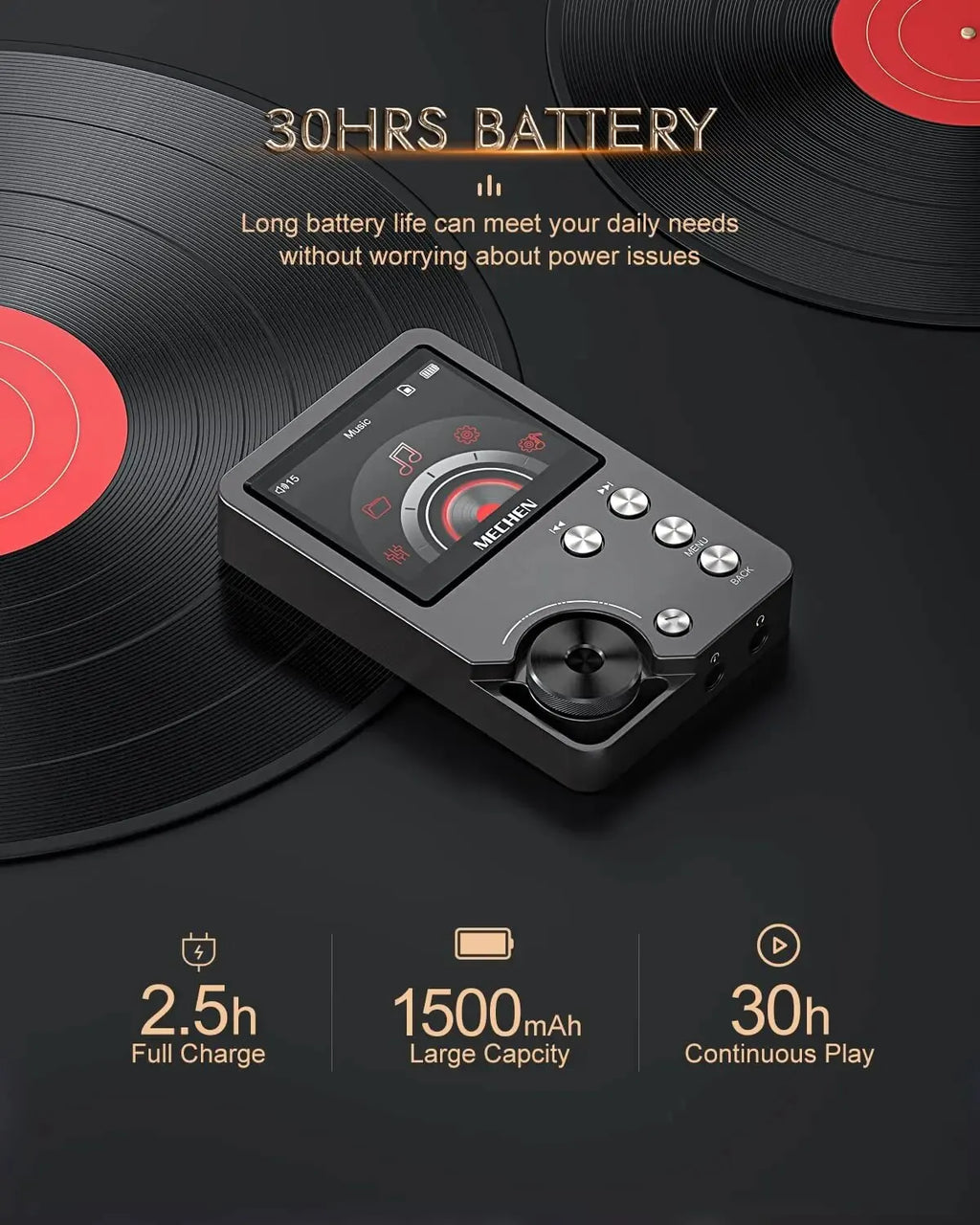 Kalsten | Reproductor MP3 HiFi MECHEN-M30 – Audio sin pérdidas premium con tarjeta de memoria de 64GB, soporta hasta 256GB