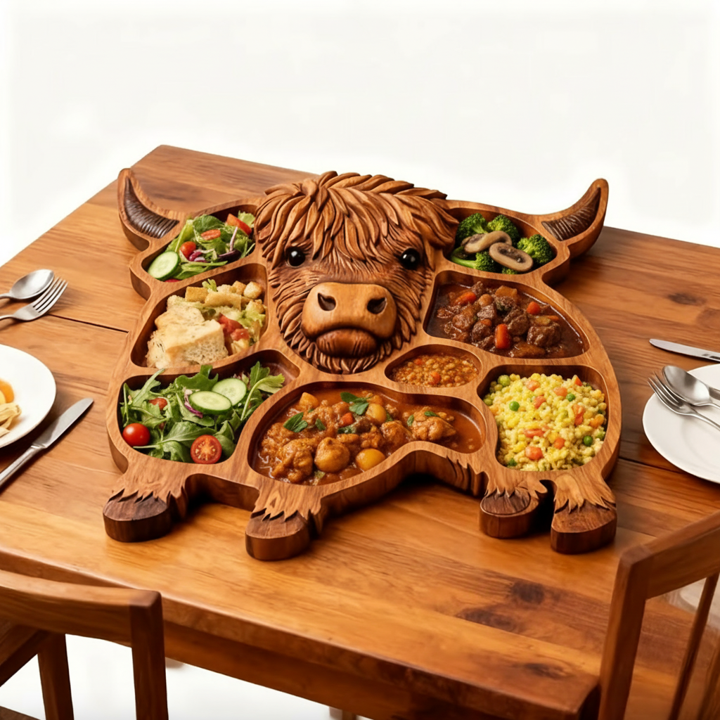 BANQUETE RUSTICO - Tabla de Madera de Vacas Hecha a Mano para Quesos y Carnes