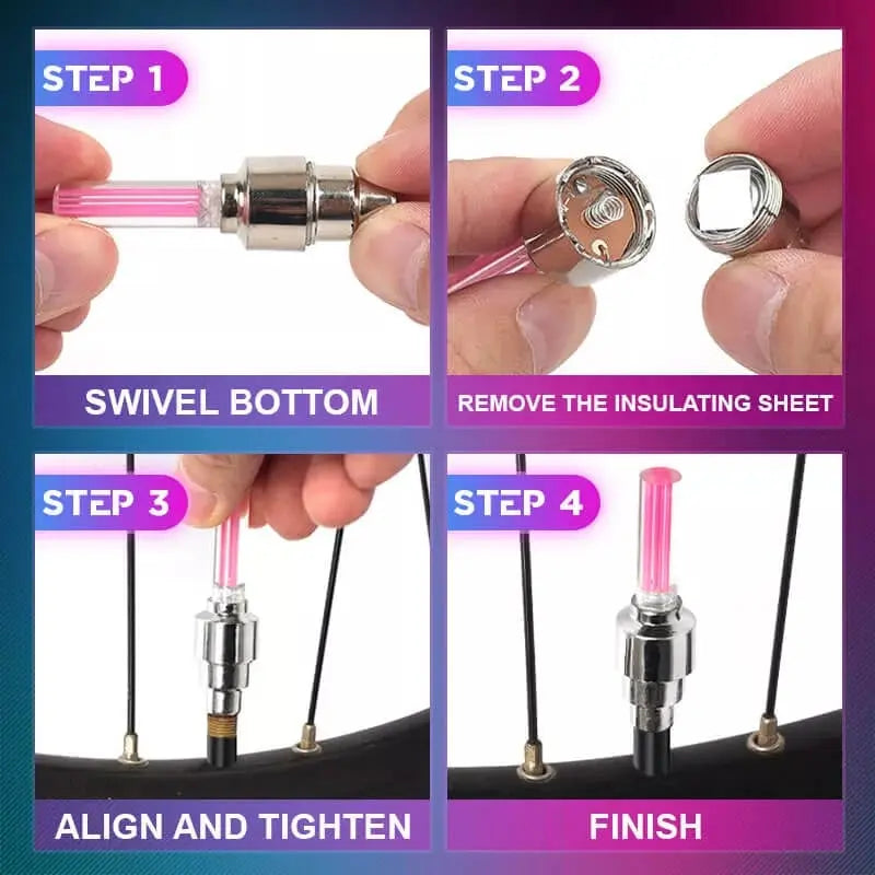 Kalsten | Iluminación de válvula de bicicleta de alta calidad con LED – Perfecto para paseos nocturnos