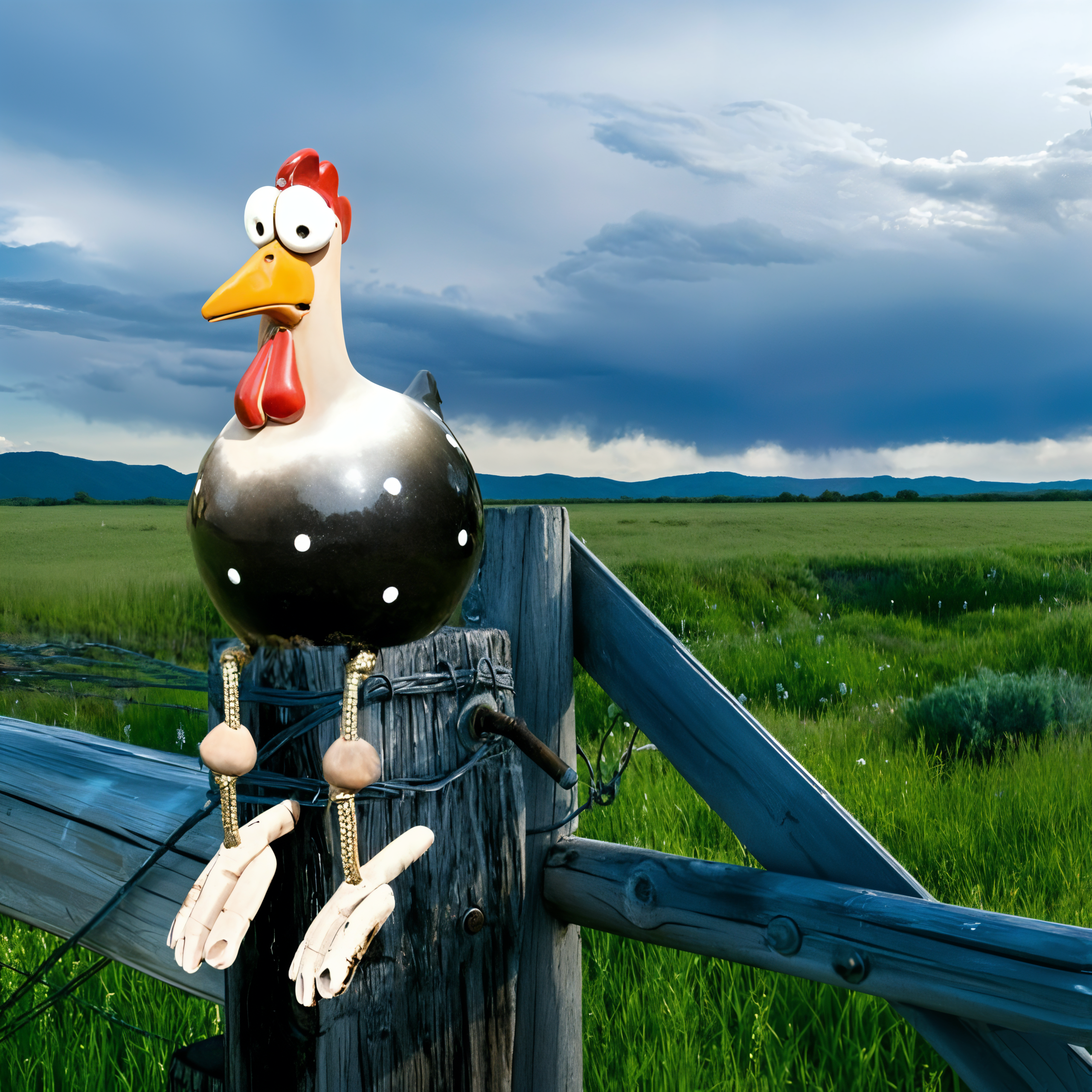 Estatua de Pollo de Grandes Ojos - Artesanía de Resina Resistente a la Intemperie - Estatua de Gallo para Jardín