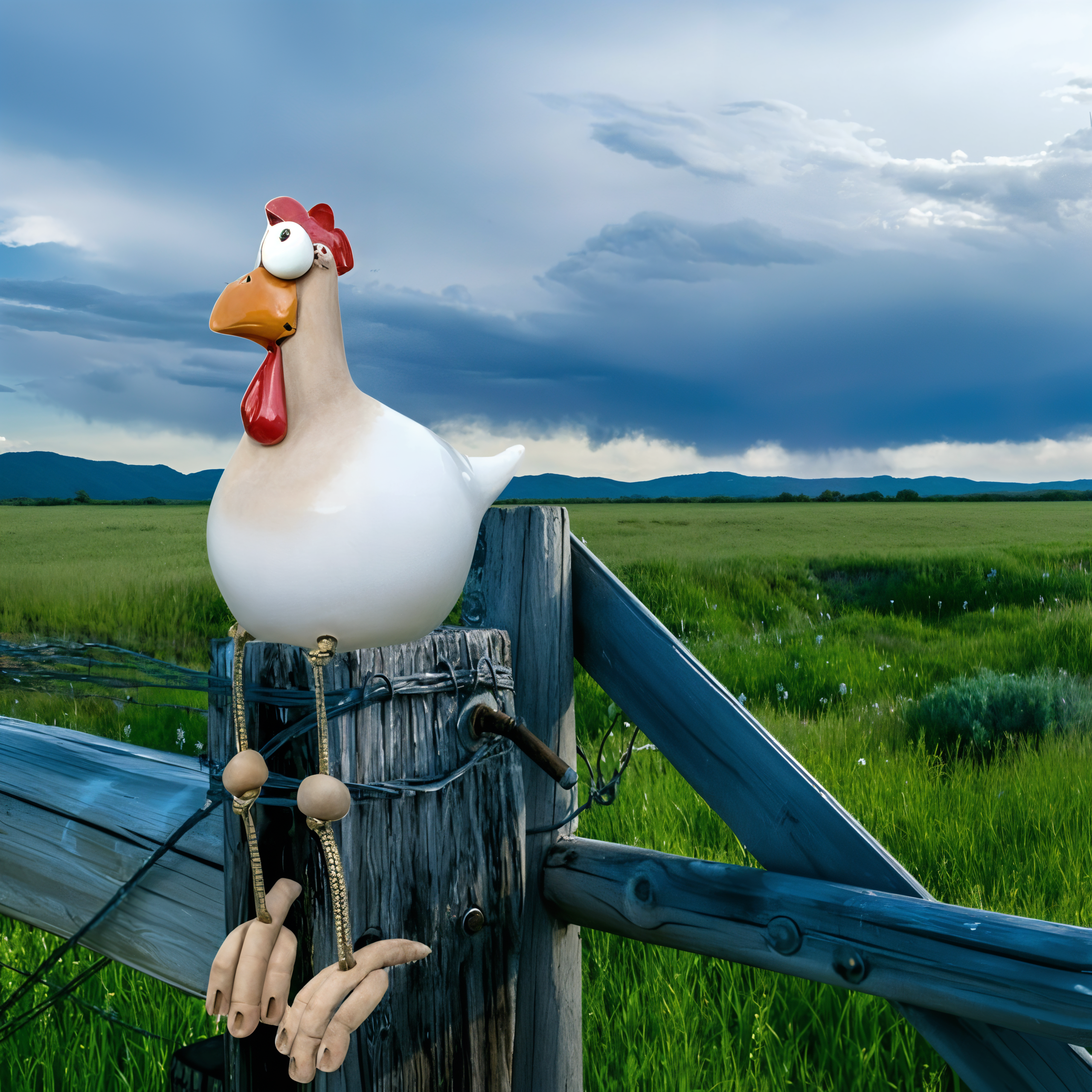 Estatua de Pollo de Grandes Ojos - Artesanía de Resina Resistente a la Intemperie - Estatua de Gallo para Jardín