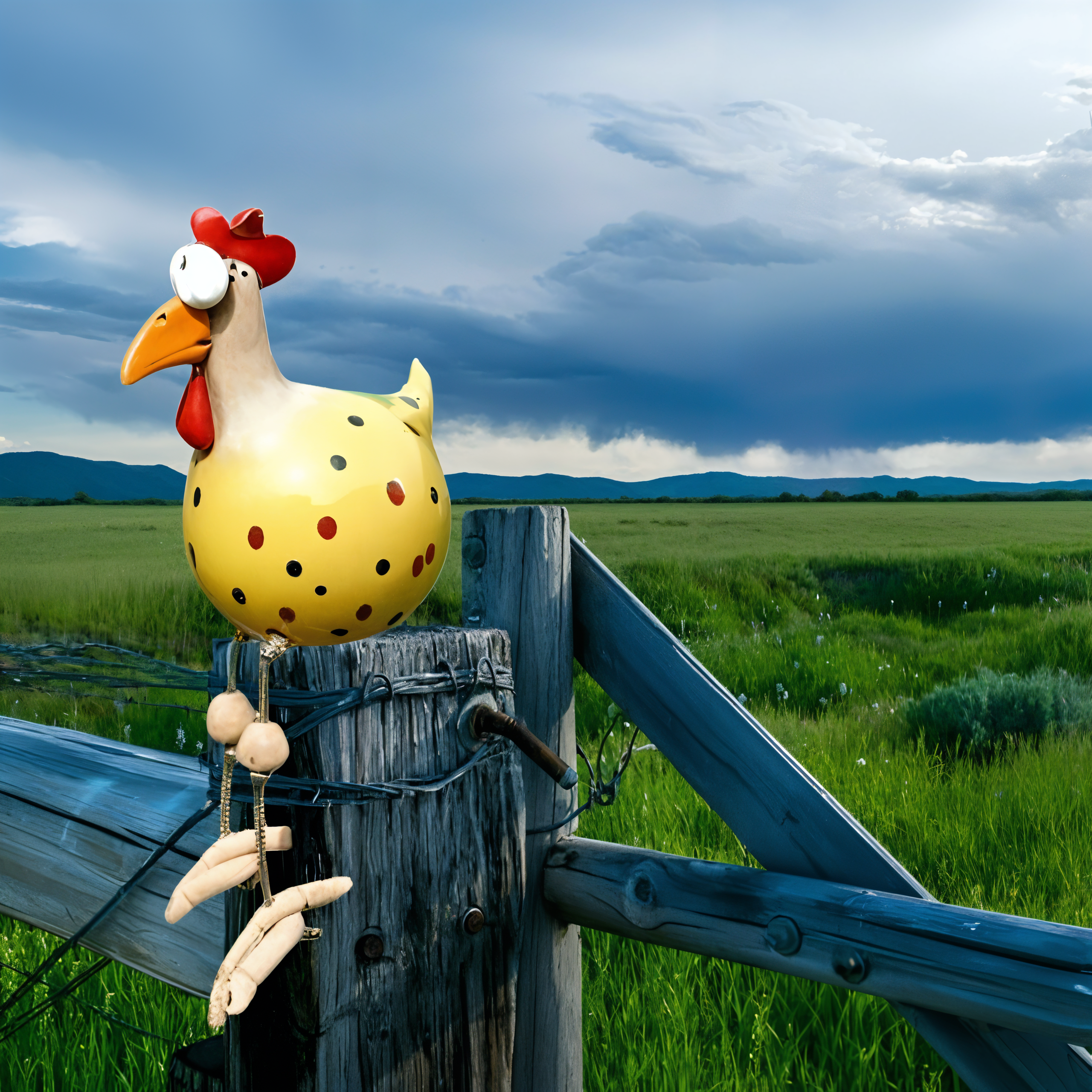 Estatua de Pollo de Grandes Ojos - Artesanía de Resina Resistente a la Intemperie - Estatua de Gallo para Jardín