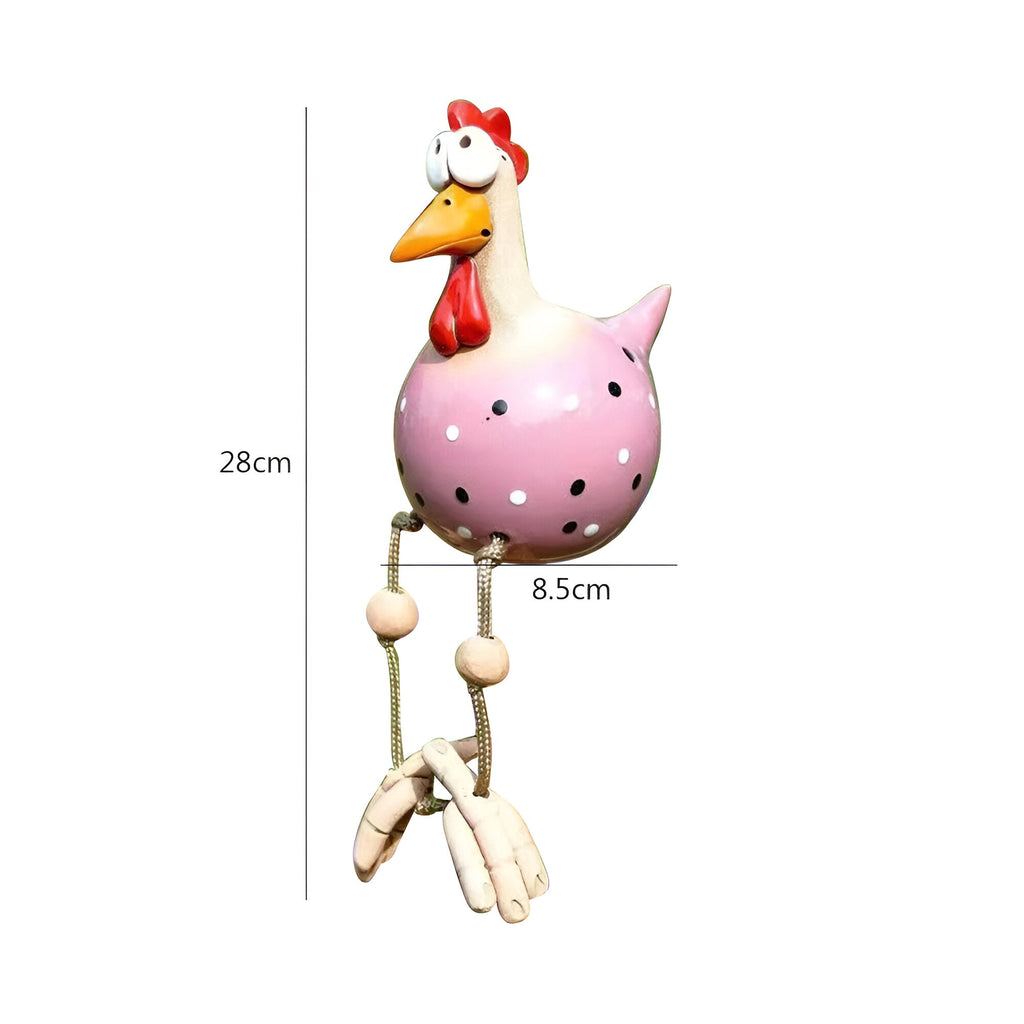 Estatua de Pollo de Grandes Ojos - Artesanía de Resina Resistente a la Intemperie - Estatua de Gallo para Jardín
