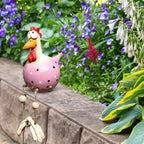 Estatua de Pollo de Grandes Ojos - Artesanía de Resina Resistente a la Intemperie - Estatua de Gallo para Jardín