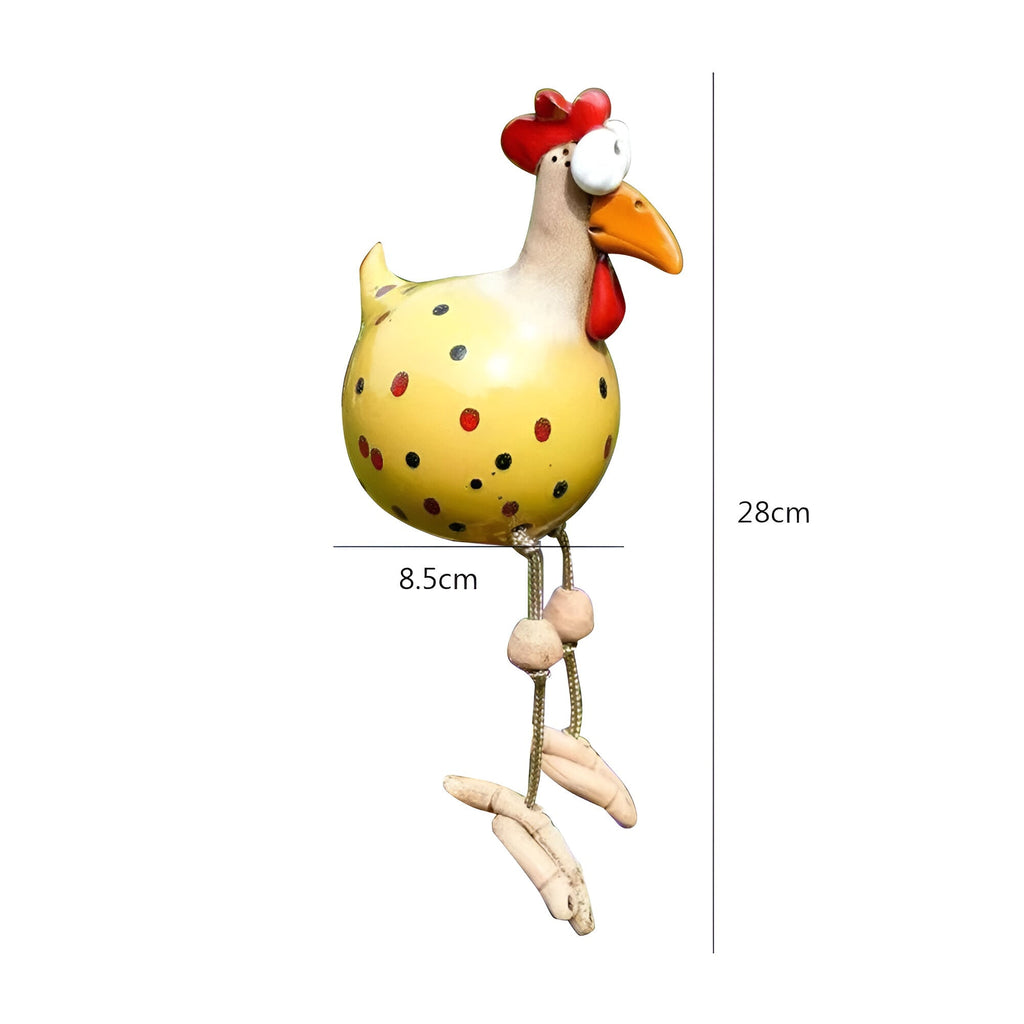 Estatua de Pollo de Grandes Ojos - Artesanía de Resina Resistente a la Intemperie - Estatua de Gallo para Jardín