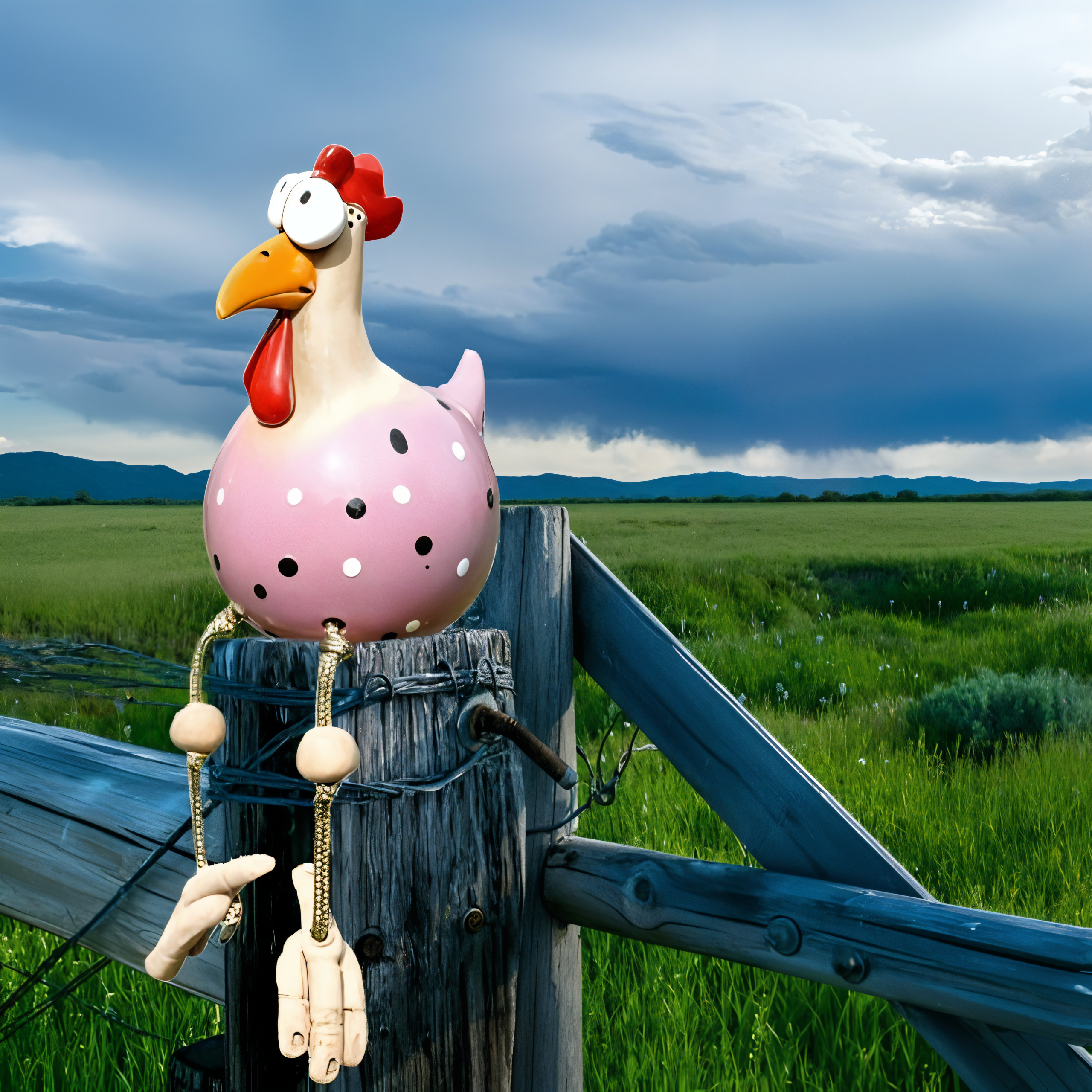 Estatua de Pollo de Grandes Ojos - Artesanía de Resina Resistente a la Intemperie - Estatua de Gallo para Jardín