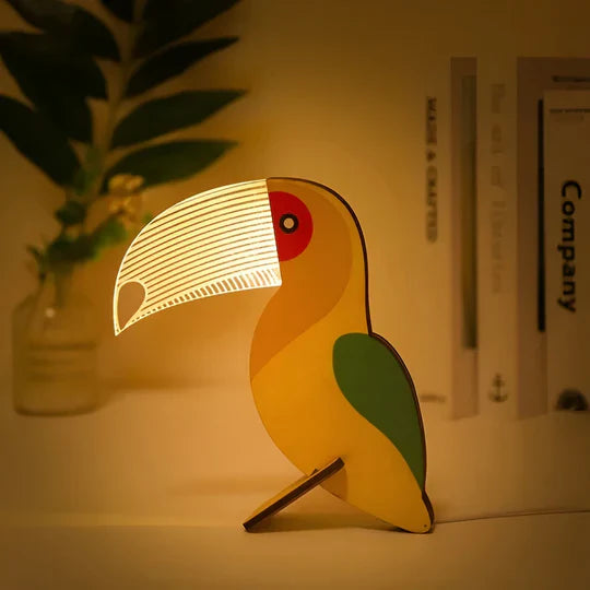 WildGlow - Lámpara de mesa de madera de animales