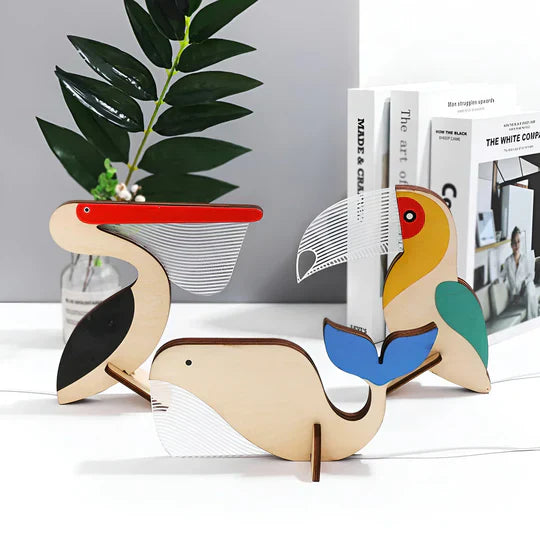WildGlow - Lámpara de mesa de madera de animales