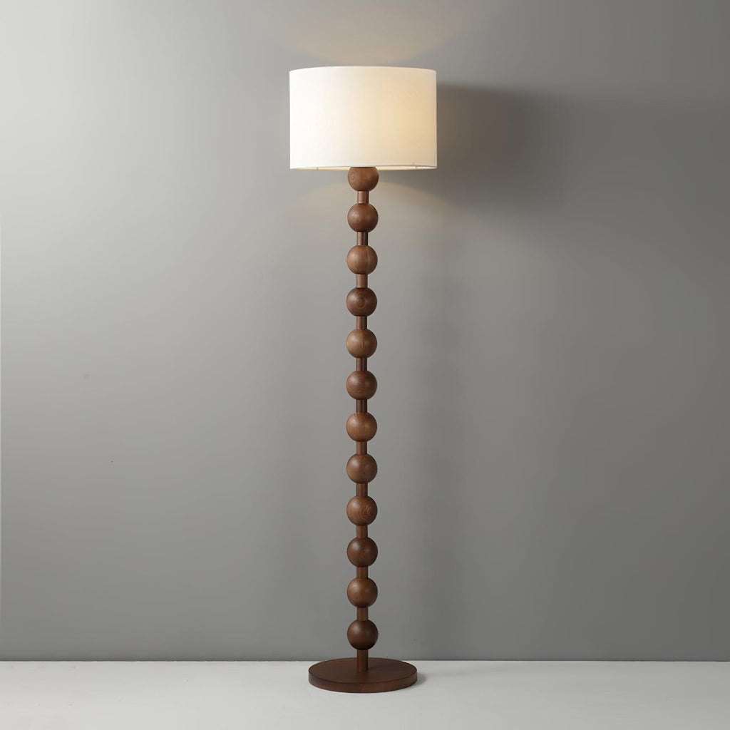 Lámpara de Pie Escultural Hugo – Luz de Piso Moderna con Esferas de Madera para Espacios de Vida
