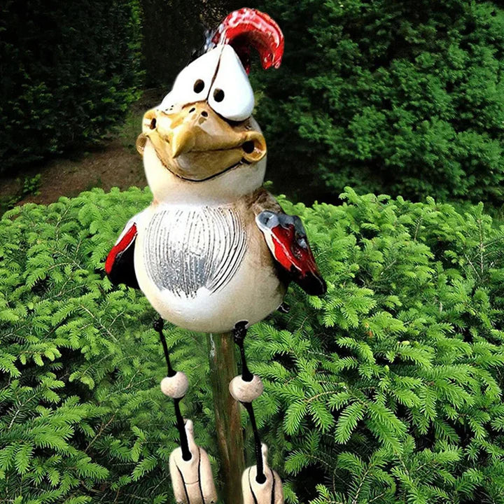 ChickCharm - Estatuas de gallinas de resina divertidas para el encanto del jardín