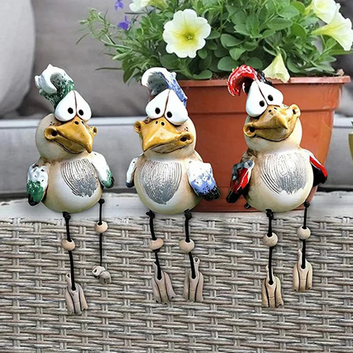 ChickCharm - Estatuas de gallinas de resina divertidas para el encanto del jardín