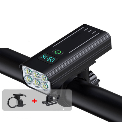 Luz de Bicicleta de 5000 Lúmenes con 12 LEDs y Batería Recargable USB-C