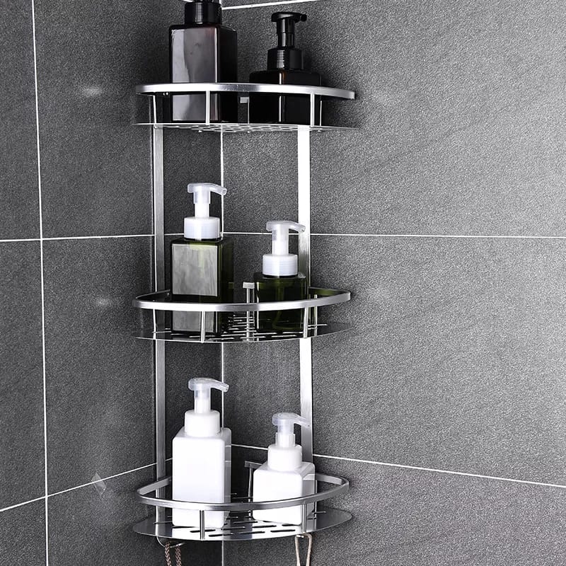 BowLift | Estante de Esquina de Baño de Aluminio Espacial de 3 Capas