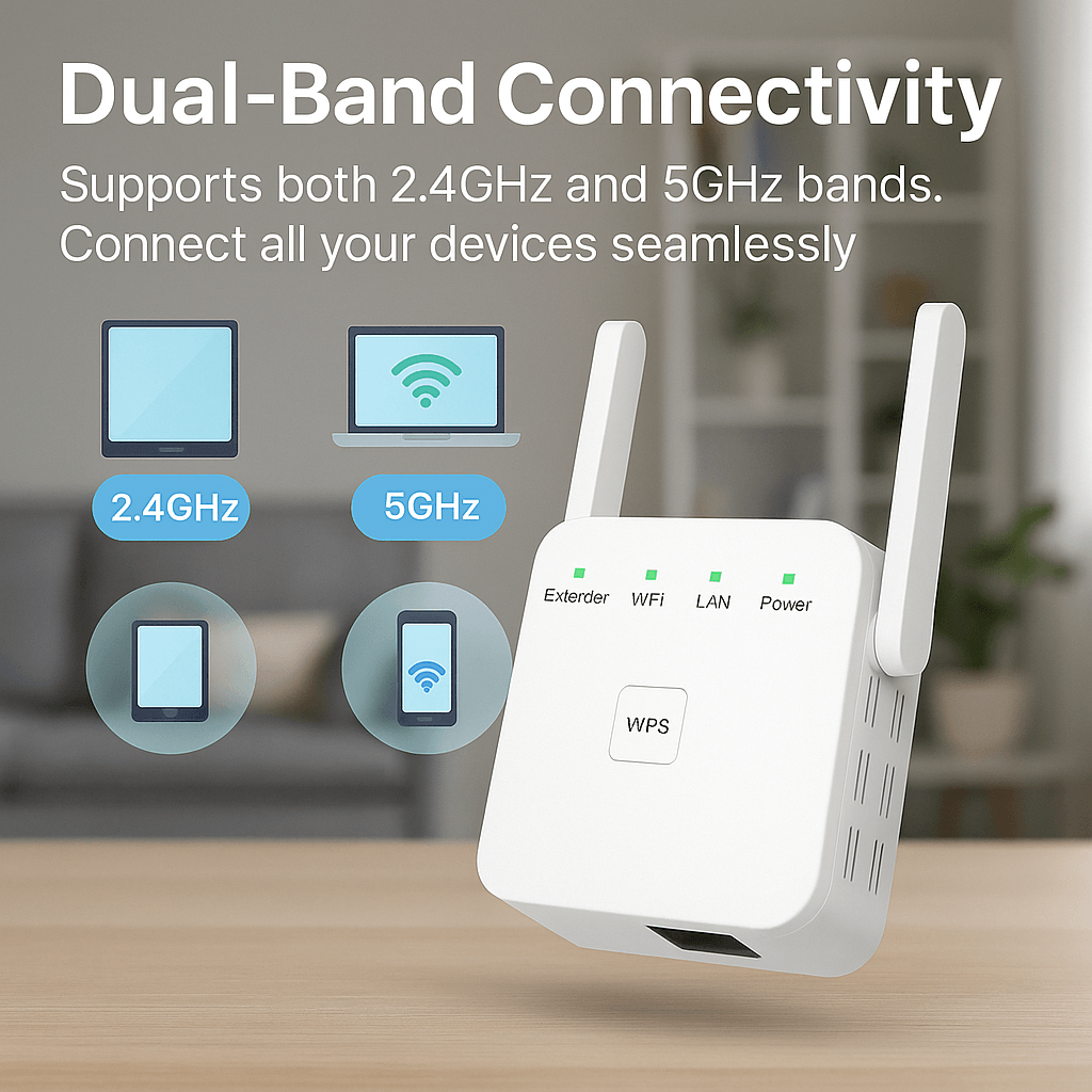 Lisslune | Acelerador de WiFi UltraXtend 5G UK – Mejor Extensor de WiFi de Doble Banda para Cobertura de Señal en Casa y Jardín