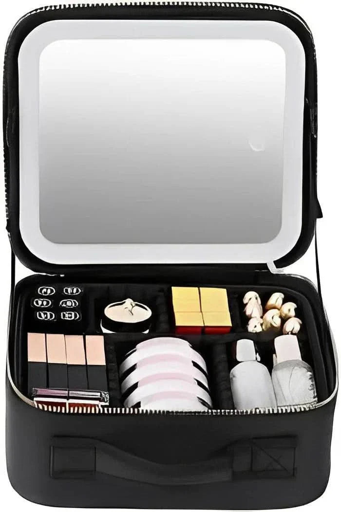 MIRRORGLAM – Bolsa de maquillaje portátil con espejo LED para un estilo perfecto