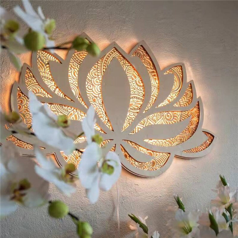 LotusGlow - Lámpara de Pared Mandala Espiritual de Loto para una Atmosfera Pacífica