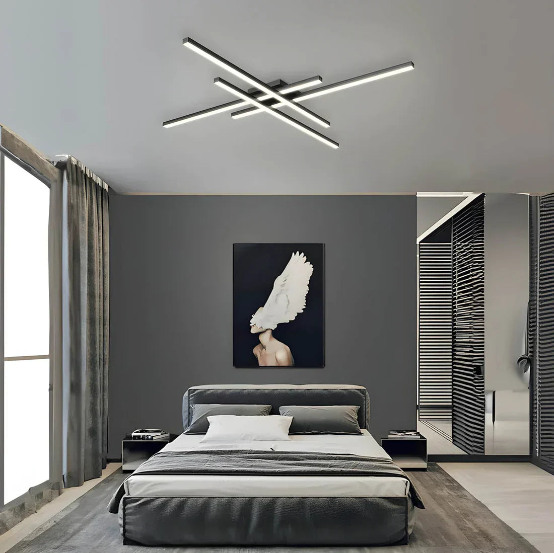 Kaelen | Lámparas de techo con barra transversal y líneas LED